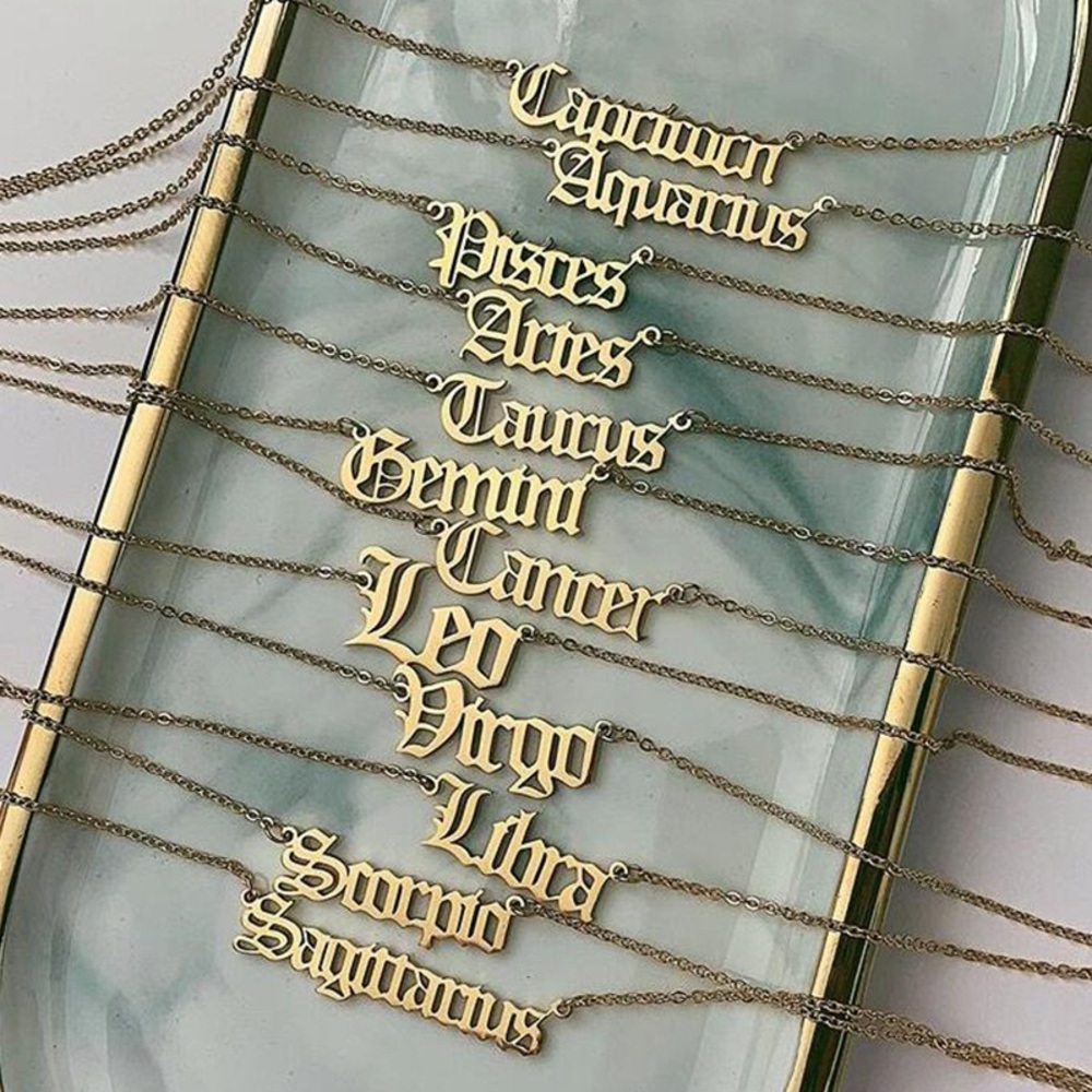 Zodiac Sign nameplate necklace (read description)